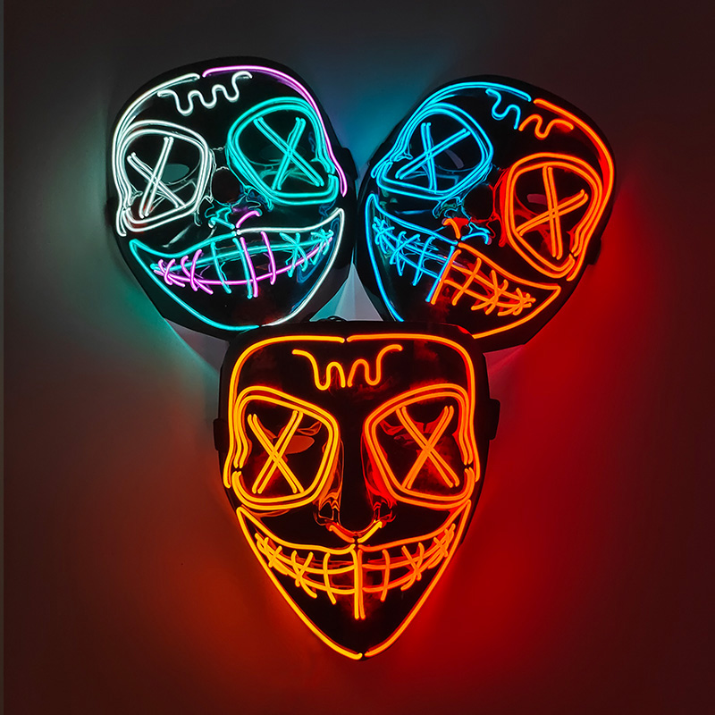 Led Purge Mask Halloween - Bezprzewodowa świecąca maska LED EL Neonowa