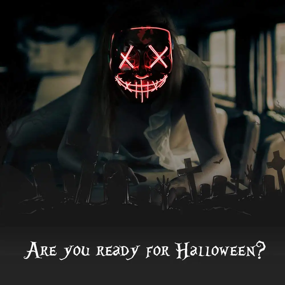 Maska neonowa LED na Halloween – Led Purge Mask Halloween recenzja i cena
